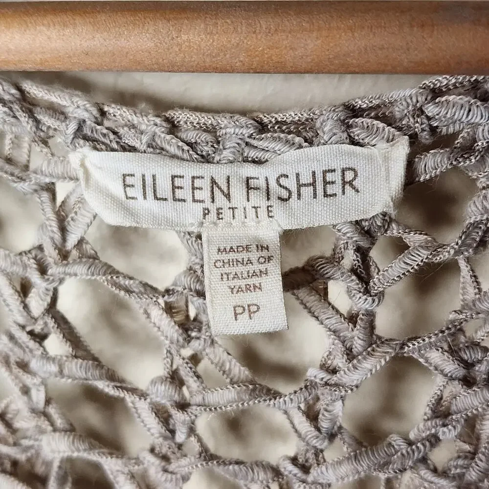 Eileen Fisher Linen Tape Open Knit Tank Women's Size Small Petite
